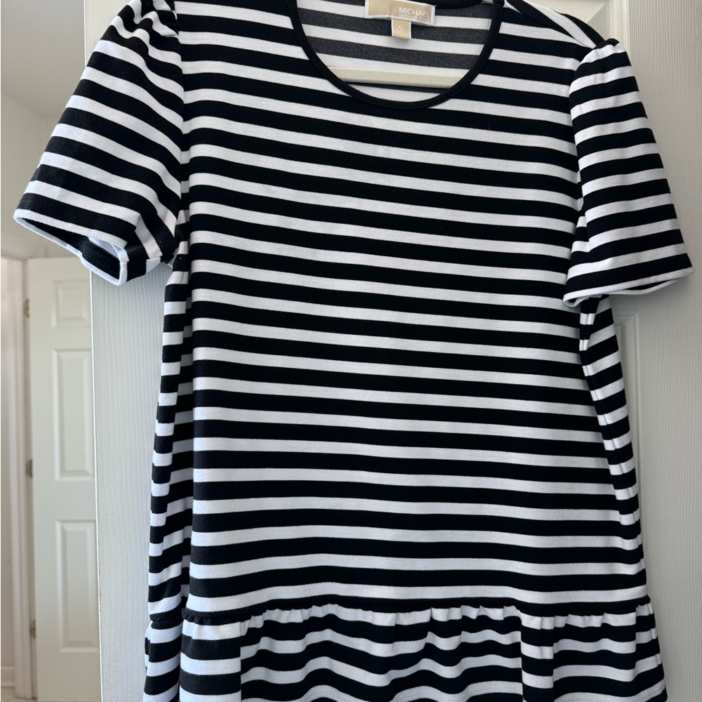 Michael Kors Black and White Striped Shirt